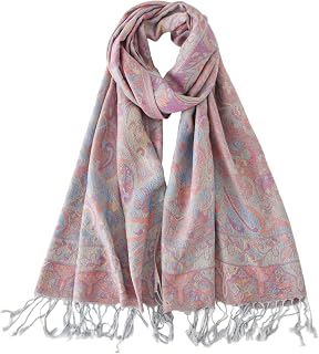 Paisley Pashmina Rave Shawl Scarf-Women's Reversible Ethnic Jacquard Pashmina Wraps for Travel