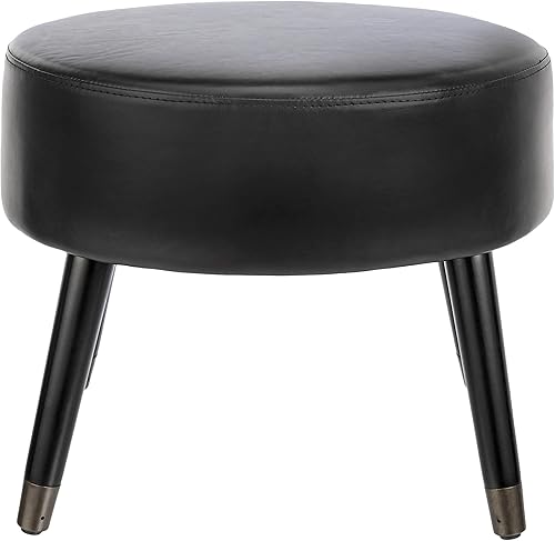 Miniatura 4 de FIRST HILL FHW Otomana elíptica cómoda, piel sintética negra