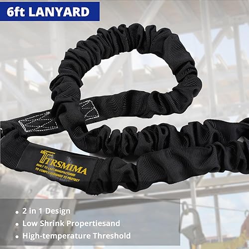 Miniatura 5 de TRSMIMA Arnés de seguridad para protección contra caídas, kit de arnés de cuerpo completo para hombre, para trabajo con cordón absorbente de golpes,