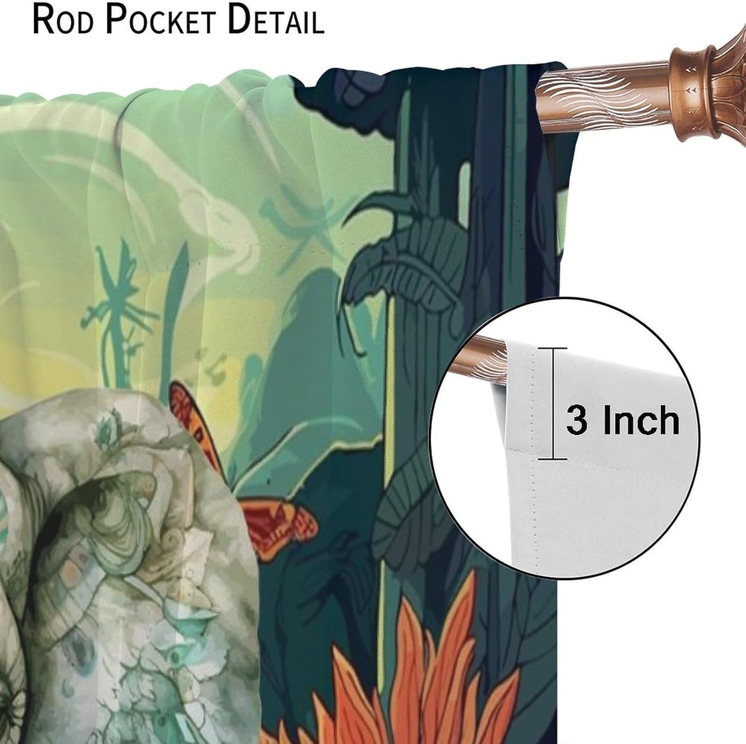 Watercolor Tropical Wildlife Elephant Curtains for Home Decor Rustic Boho Animals Summer Jungle Plants Florals Window Drapes for Bedroom Rod Pocket 2 Panels 63" L x 21" W