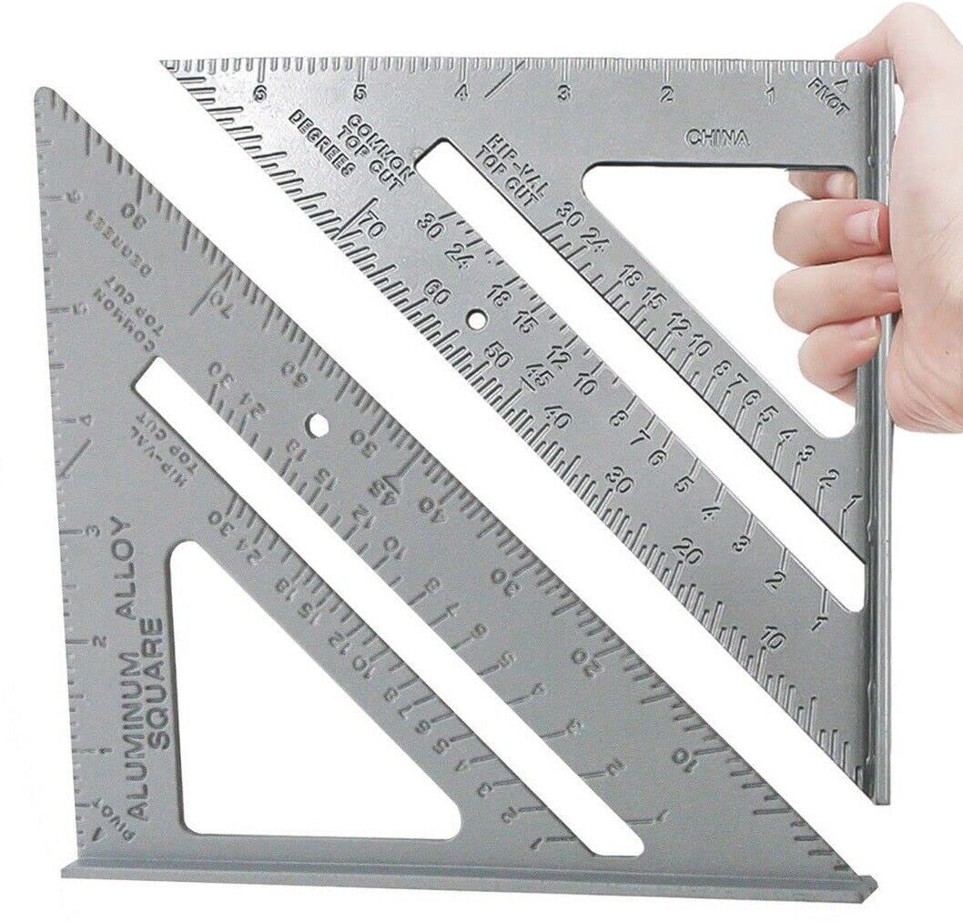 Maxperkx Silver 6" 150Mm Square Aluminium Alloy Roofer Roofing Rafter Tri-Square Protractor Mitre Saw Measuring Guide Ruler Carpenters Wood Working 7 Inch Speed Joiner Triangle Angle Hand Measure Tool
