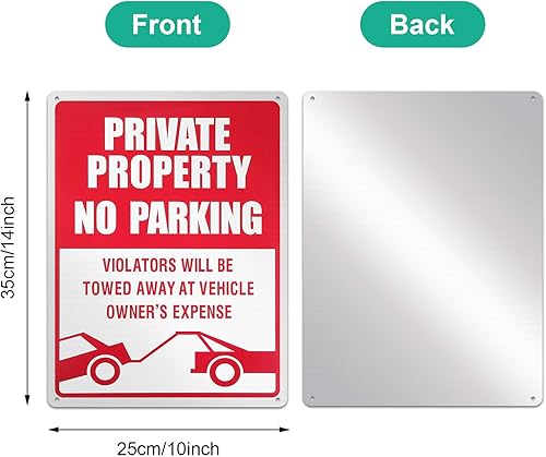 Miniatura 3 de 3 piezas de señal de no estacionar, señal reflectante de propiedad privada de 14 x 10 pulgadas, los infractores serán remolcados, aluminio libre de