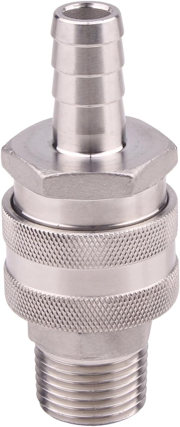 DERNORD Stainless Steel Quick Disconnect Set - Beer Brewing Connector Kit (Barb Female/MPT Male(Pack of 2))