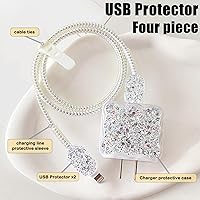 Vista 2 de CameCosy Protector de cable de lujo para iPhone de 18 W/20 W, diseño de borde ondulado, funda de línea de datos, protector de cargador de teléfono