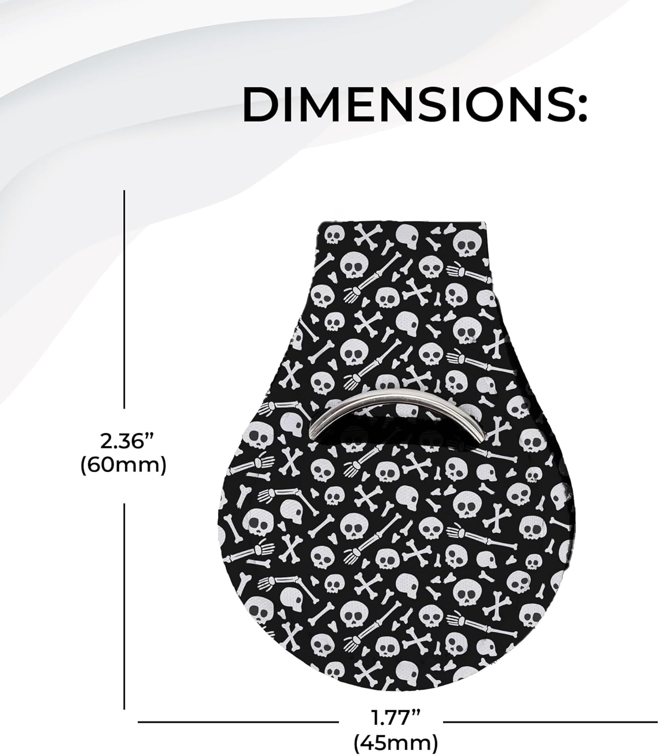 Jolitee Neoprene AirTag Compatible Case Keychain – Durable & Stylish Holder with Secure Ring and Clip, Compatible with Apple AirTag (Skull Pattern)