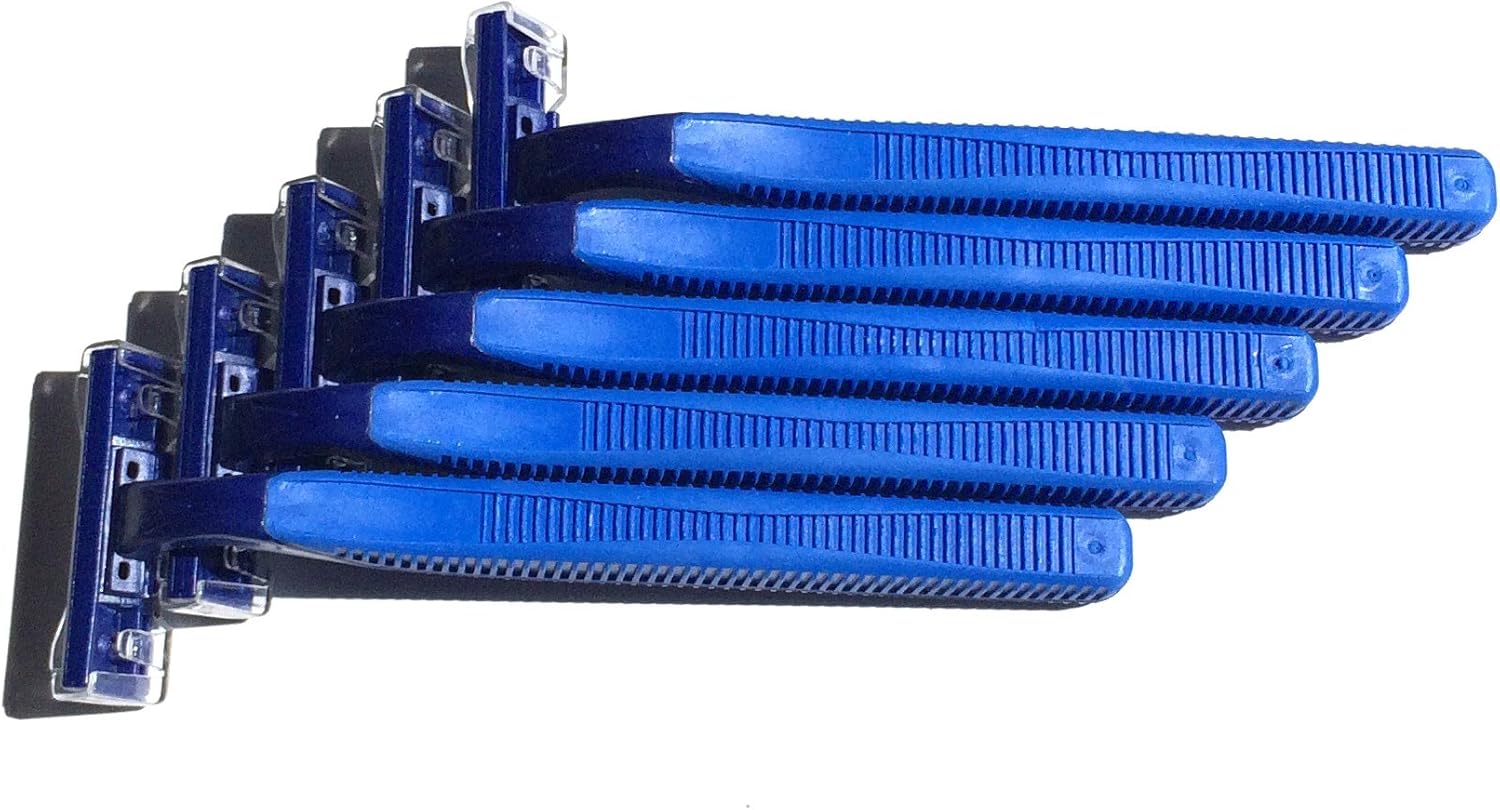 100 Box Combo of Blue and Pink Razor Blades Disposable Stainless Steel Hospitality Quality Shavers High End Twin Blade Razors for Men and Women with Aloe Vera Lubrication Strip