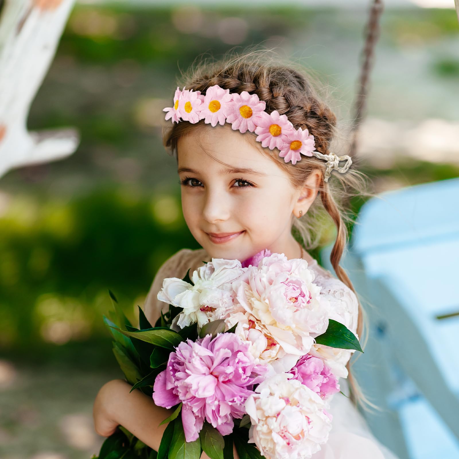 3Pcs Daisy Flower Headband, Multicolour Flower Hair Wreaths, Crown Boho Floral Headband - Image 4