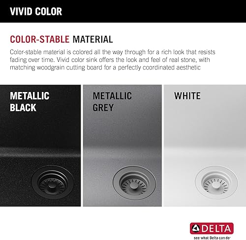 Miniatura 8 de DELTA FAUCET DELTA Everest 75B933-30S-BL - Fregadero de cocina compuesto de granito de 30 pulgadas con reborde de flujo de trabajo y accesorios en