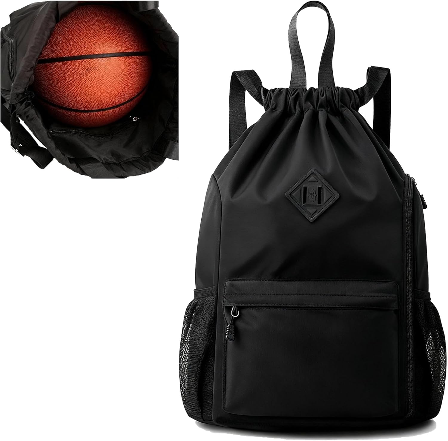 Drawstring Backpack with Side Pockets,...