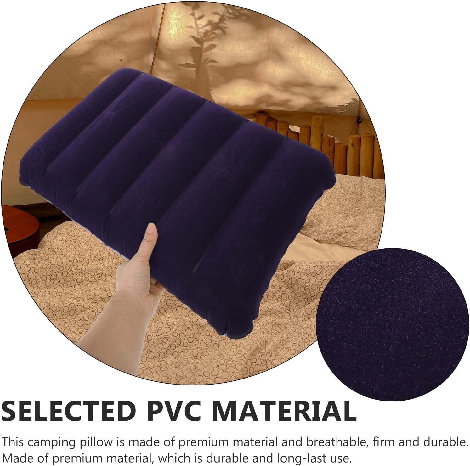 Cabilock Inflatable Camping Pillow Thickened Travel Resting Cushion Navy Lightweight Portable Nap Pillow for Outdoor Hiking Backpacking