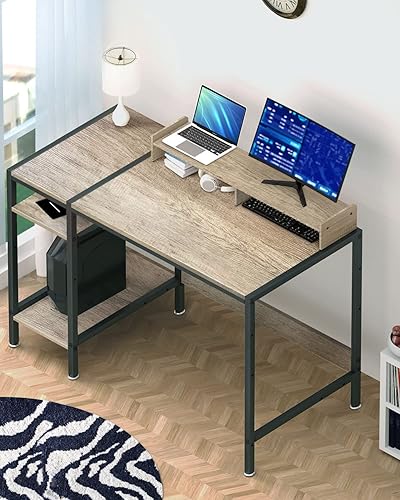 Miniatura 7 de Escritorio para computadora - Escritorio para juegos de 47 pulgadas, escritorio de oficina en casa con almacenamiento, escritorio pequeño con