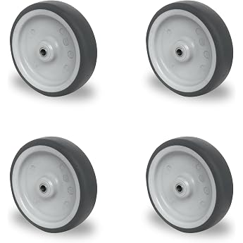 Set of 4 Installation Wheels 75 mm - TPE Apparatus Roller Grey - 100 kg Load Capacity per Wheel - Traceless & Quiet - Replacement Wheel for Transport Trolley Replacement Roller for Furniture & Industry - Plain Bearings