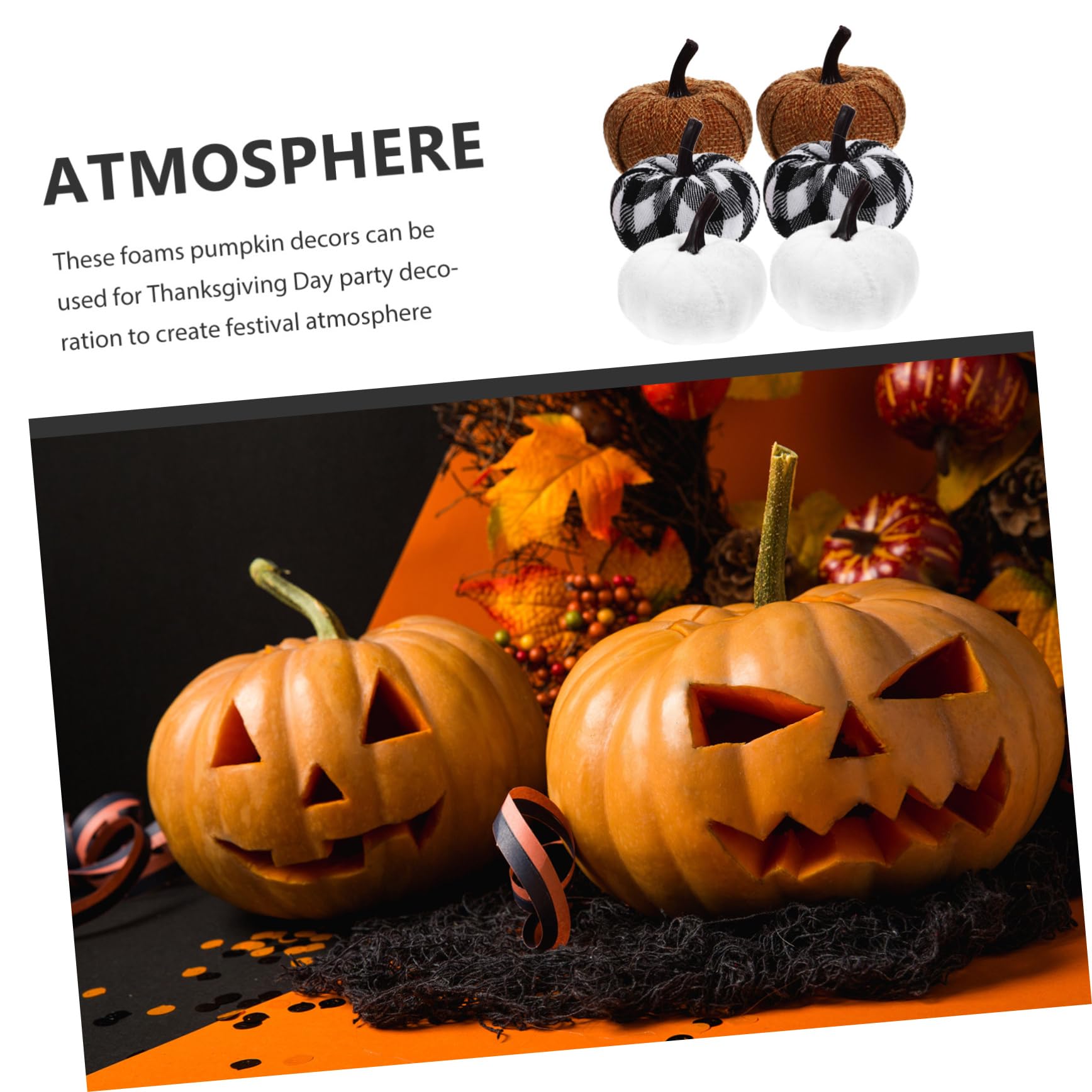 PartyKindom 5 Set Decorazione Di Zucca in Tessuto Simulato Crea Zucche Finte Lanterna Di Zucca Di Halloween Zucche in Tessuto Espanso Decorazioni Per La Tavola Di Halloween Stoffa 6 Pezzi*5