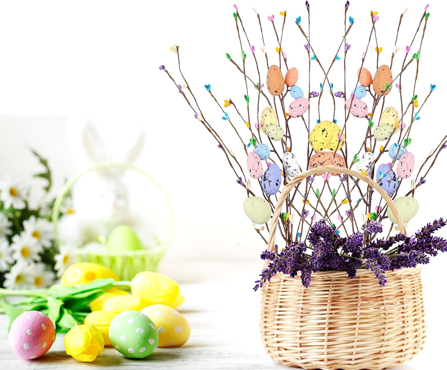26Pcs Artificial Easter Spray Vine with Easter Eggs and Berries Spring Floral Stems Decorations Artificial Pastel Pip Berry Sprays for Vase Bouquet and Craft - Image 3