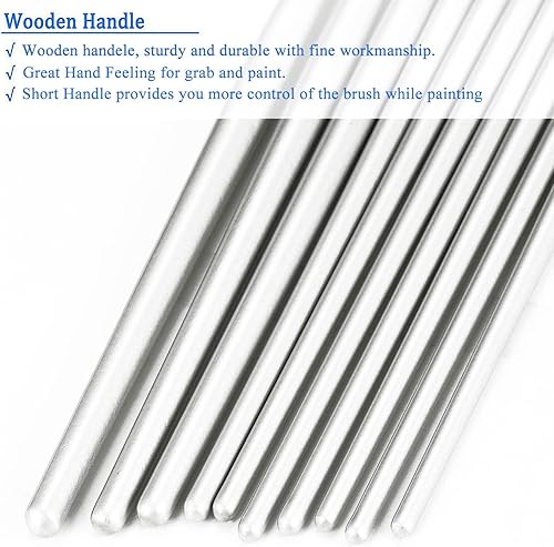 Miniatura 71 de BOSOBO Juego de 6 pinceles de pintura, 60 pinceles de punta redonda puntiaguda, pinceles de nailon para artistas del cabello acrílicos para aceite