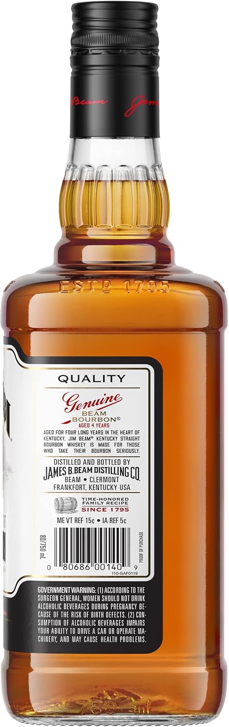 Jim Beam Bourbon Whiskey, 750 ml, 80 Proof