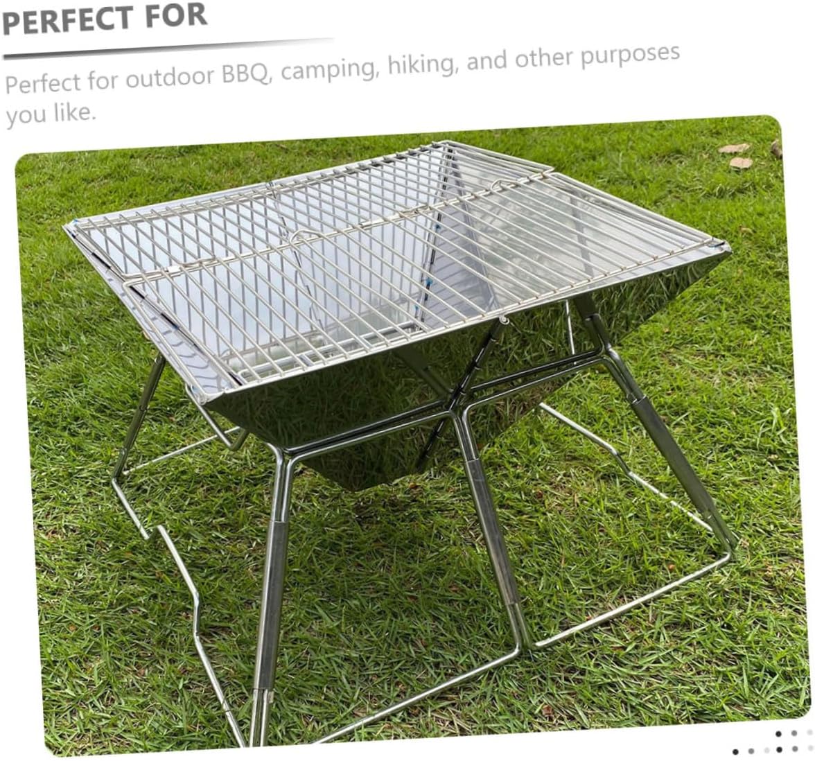 Kisangel Wear-resistant Portable Camping Grill Folding Outdoor Bbq Rack Lightweight Barbecue Stove for Hiking Tailgating Picnic and Bonfire Activities
