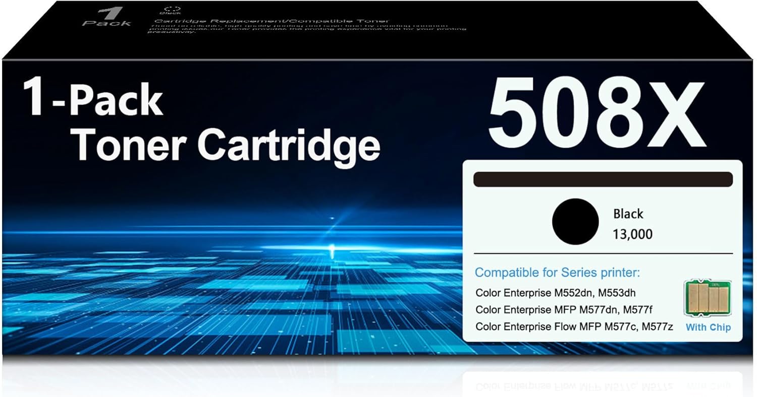 508X Black Toner Cartridge CF360X High-Yield Toner Replacement for HP 508X Toner Cartridge for Color Laser Enterprise M552dn M553n M553dn M553x M553dh MFP M577dn M577z M577f M577c Printer (1-Pack)