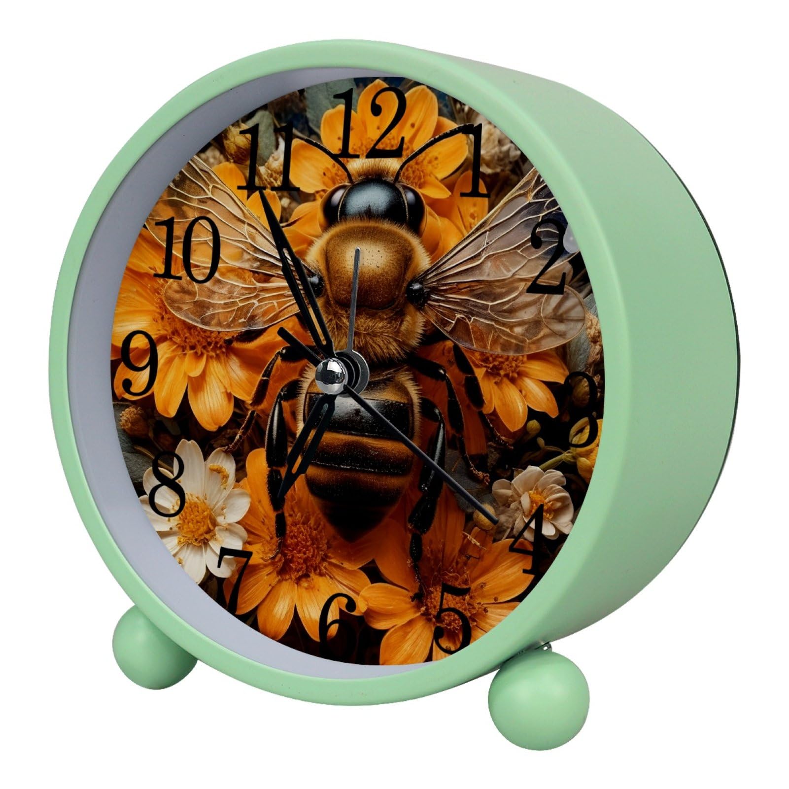 etoenbrc Watercolor Butterfly Silent Analog Alarm Clock Small Battery Operated Clock Slient Plastic Table Clock for Living Room Bedroom Color517