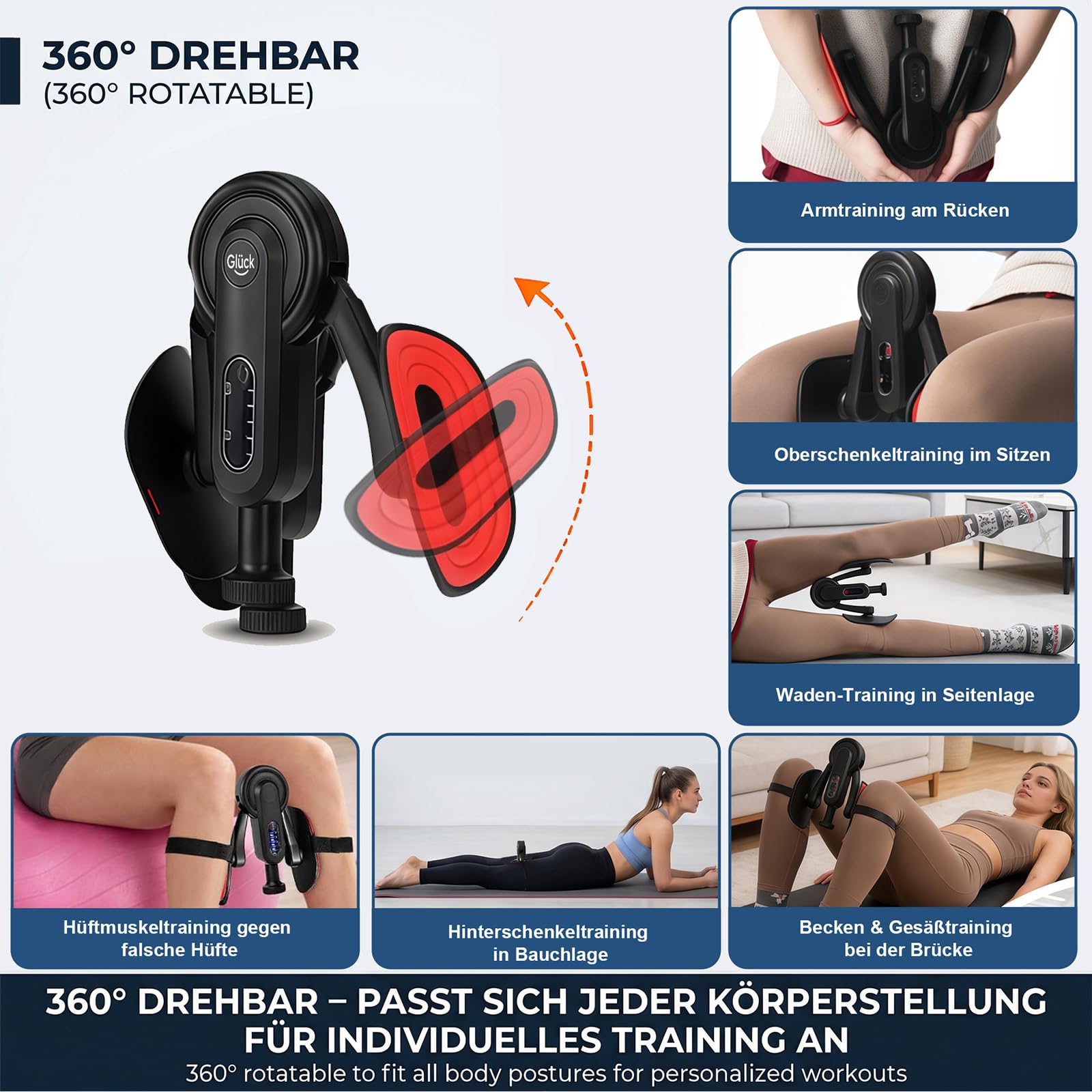 Beckenbodentrainer Fitnessgeräte zuhause - Oberschenkeltrainer Beintrainer mit 2 Widerstandsfedern für Frau & Mann, Postpartum, Büroalltag & Yogamatte