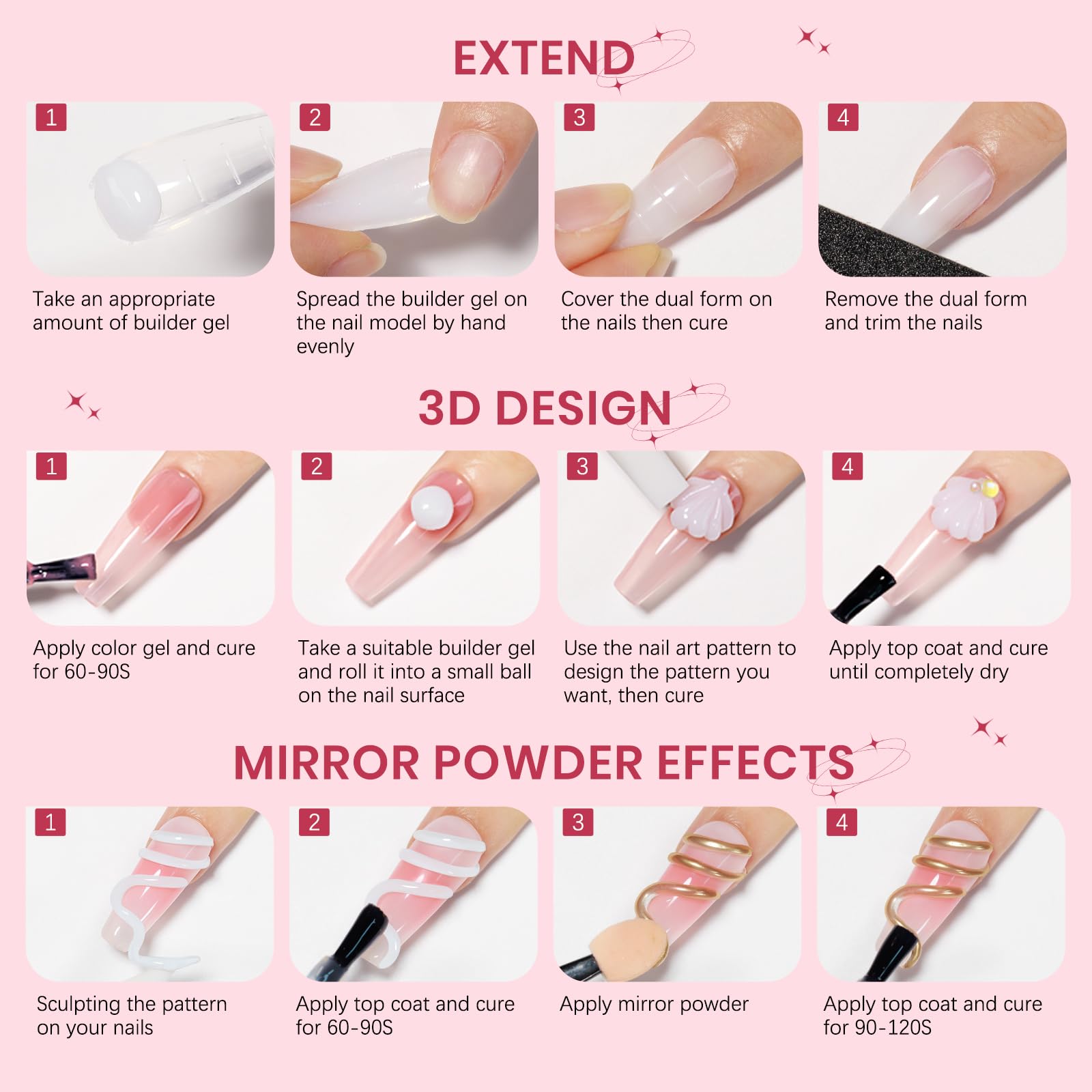 SUPWEE Żel 3D Nail Art, nieprzywierający żel do przedłużania paznokci Solid Builder Gel | Żel do rzeźbienia 3D Wielofunkcyjna rzeźba Nail Art do paznokci DIY & Salon Biały Nude 14 g