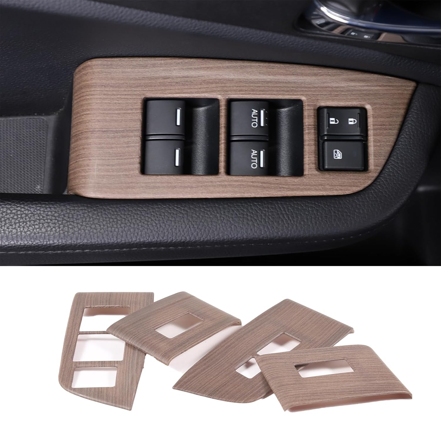 Window Lift Switch Panel Cover for Honda Pilot 2016-2022 Accessories Window Controller Trim Frame Door Glass Lifter Button Panel Cover 4PCS Door Lock Switch Warp Sticker ABS1 (Pear Wood)