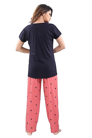 DZZO Women's Cotton Printed Night Suit