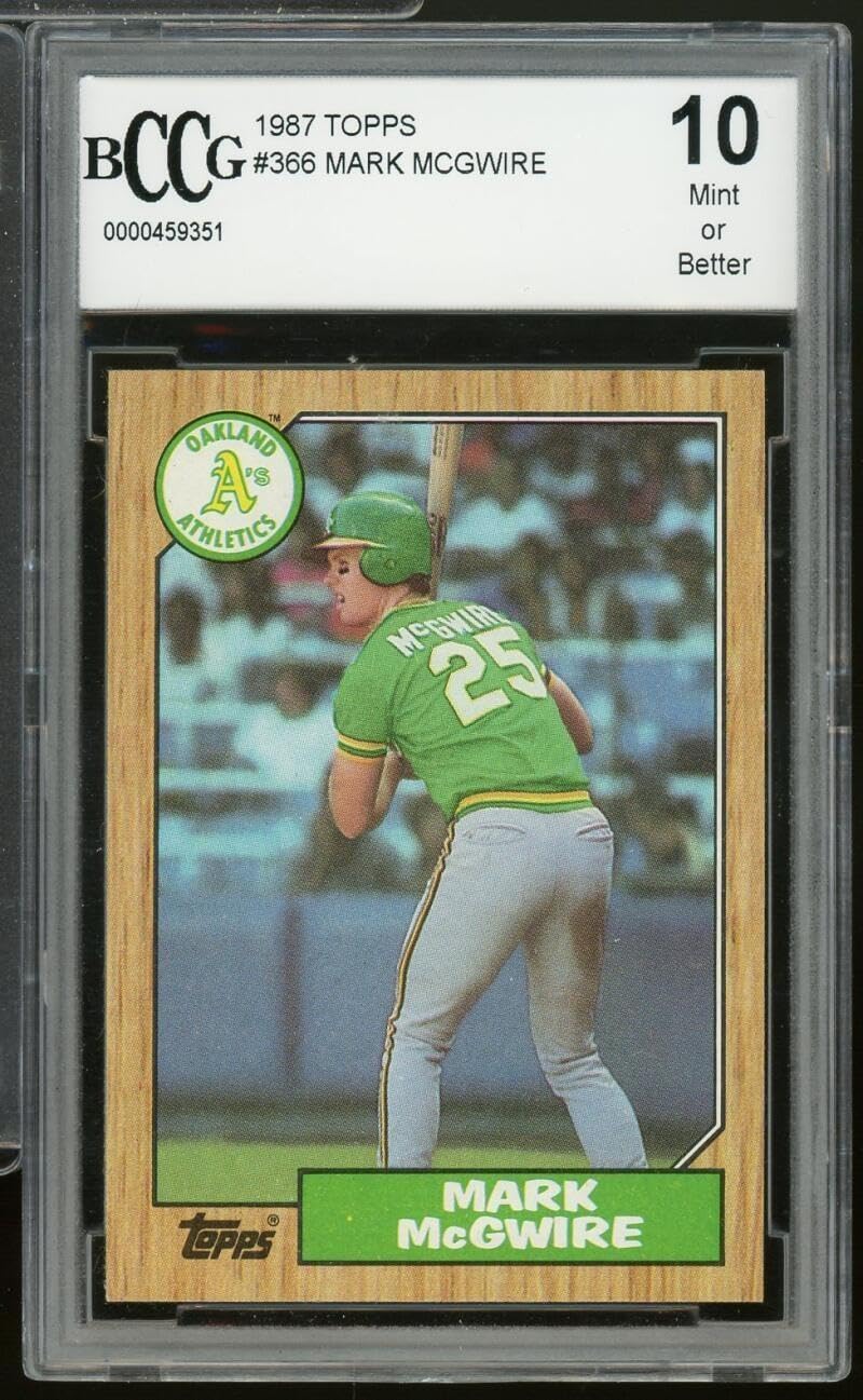 1987 Topps #366 Mark McGwire Rookie Card BCCG 10 Mint+ - Baseball Slabbed Rookie Cards