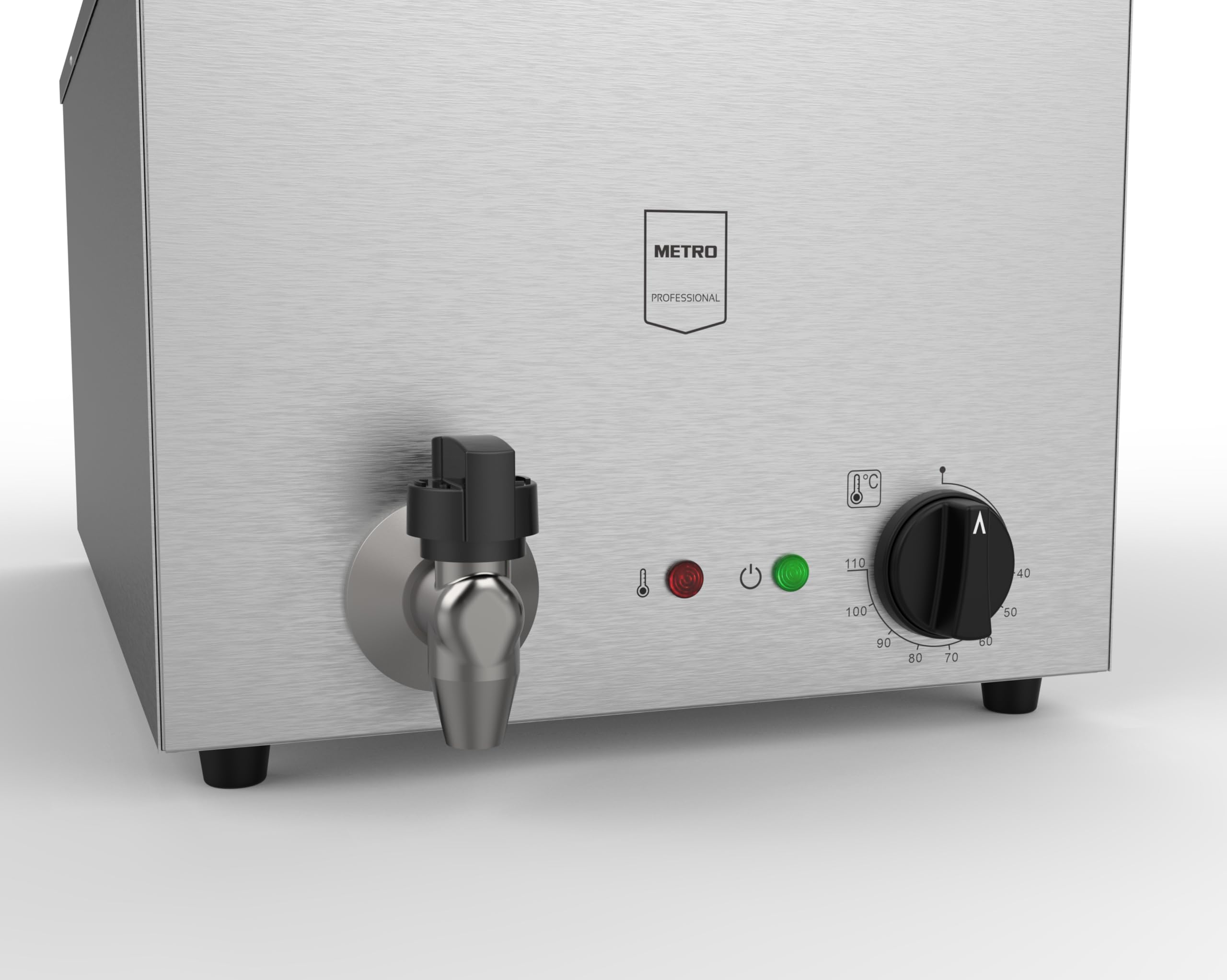 METRO Professional Cuiseur à pâtes électrique GNC1025, Acier inoxydable, 35.4 x 63.3 x 44.6 cm, 25L, 3200 W, 3 paniers, argenté