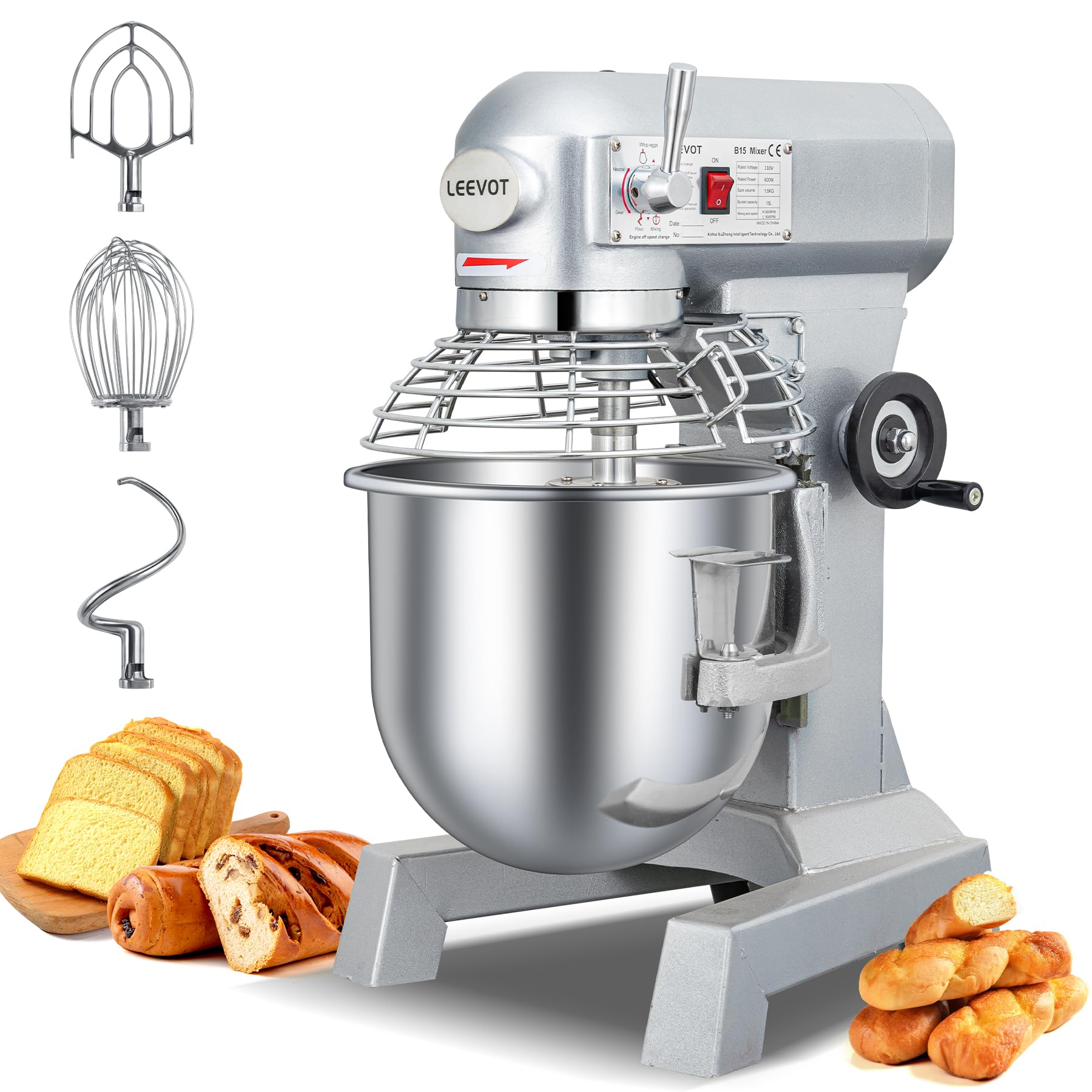 Amazon.com: Ekway 15Qt Commercial Food Mixer, 600W Commercial