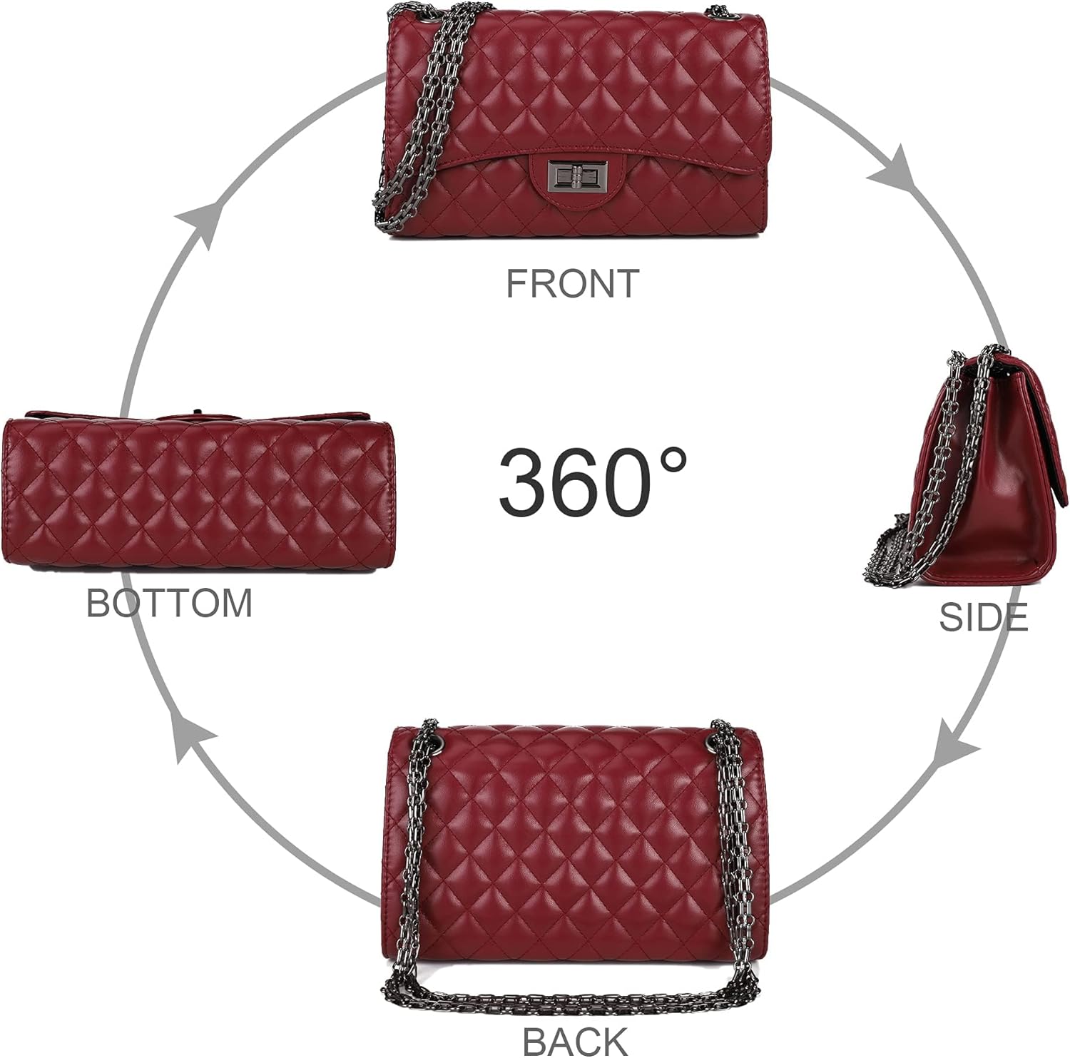 Gladdon Quilted Crossbody Purse for Women Trendy Ladies Shoulder Bag with Chain Designer Purses - Image 3