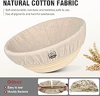 Vista 2 de WALFOS Paño de revestimiento para cesta de pan, 6 paquetes de 10 pulgadas de tela redonda a prueba de pan, cubierta de cesta de masa para hornear