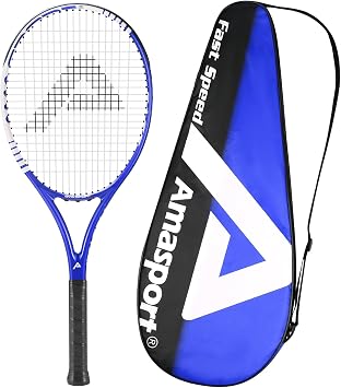 AMA SPORT Fast Tennis Racquet 27" Graphite Tennis Racquet Intermediate Strung Blue