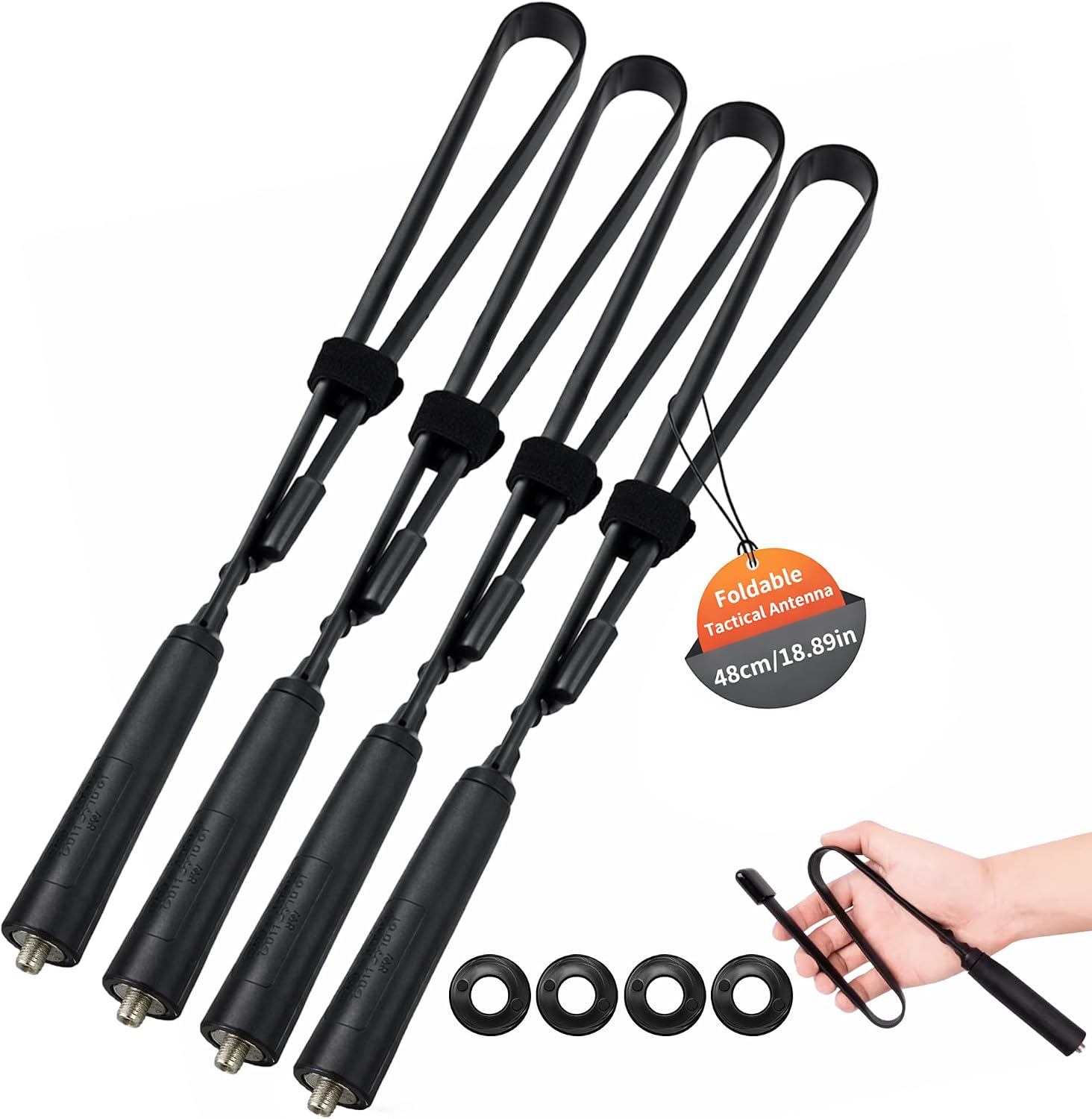 BAOFENG Ham Radio Antenna 18.8-inch: Dual Band Tactical Antenna for Baofeng UV-5R BF-F8HP BF-888S UV-5R Plus UV-5RX3 - High Gain CS Antennas Foldable for Hiking Camping Security Work 4pcs