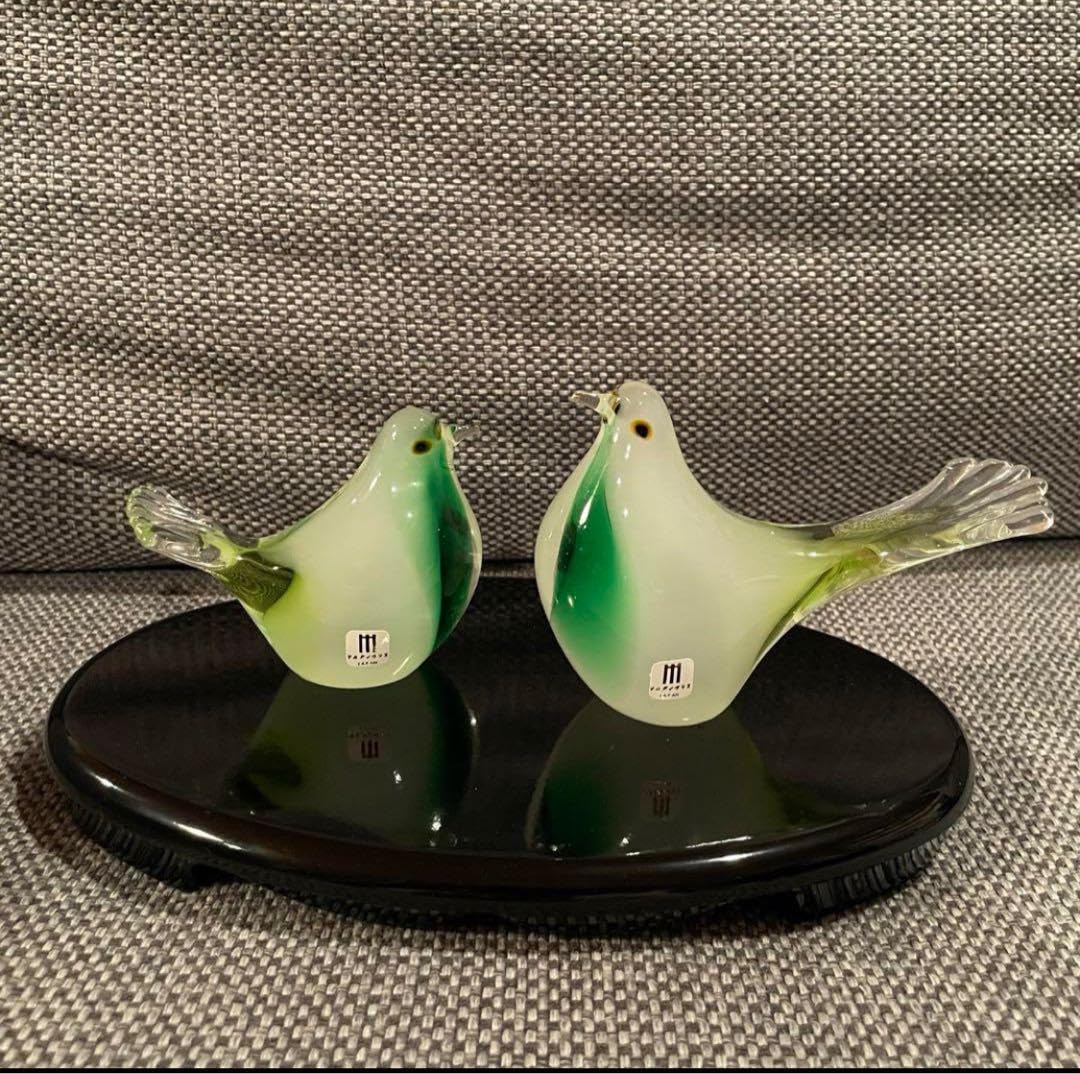 Amazon.co.jp: マルティグラス 小鳥 鳥 ペア 置物 オブジェ ガラス 