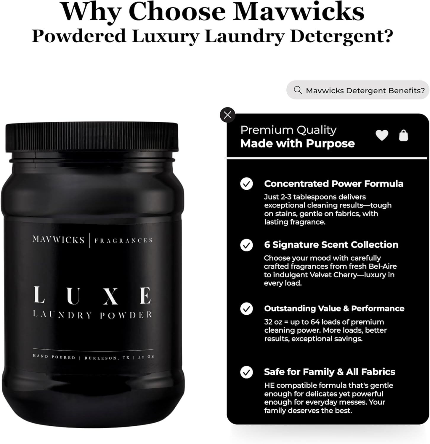 Luxury Laundry Detergent Powder (Luxe) 32 Oz – Concentrated for Tough Stains and Odors, For All Washing machine types – Gentle on Fabrics - Image 2