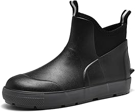 Men's Rubber Boots, Men's Work Shoes, Women's Deck Boot, Soft and Comfortable, Waterproof, Non-Slip Suitable for Rainy Days, Travel, Fishing, EU 40-46 EU, Black 25155, 44 EU