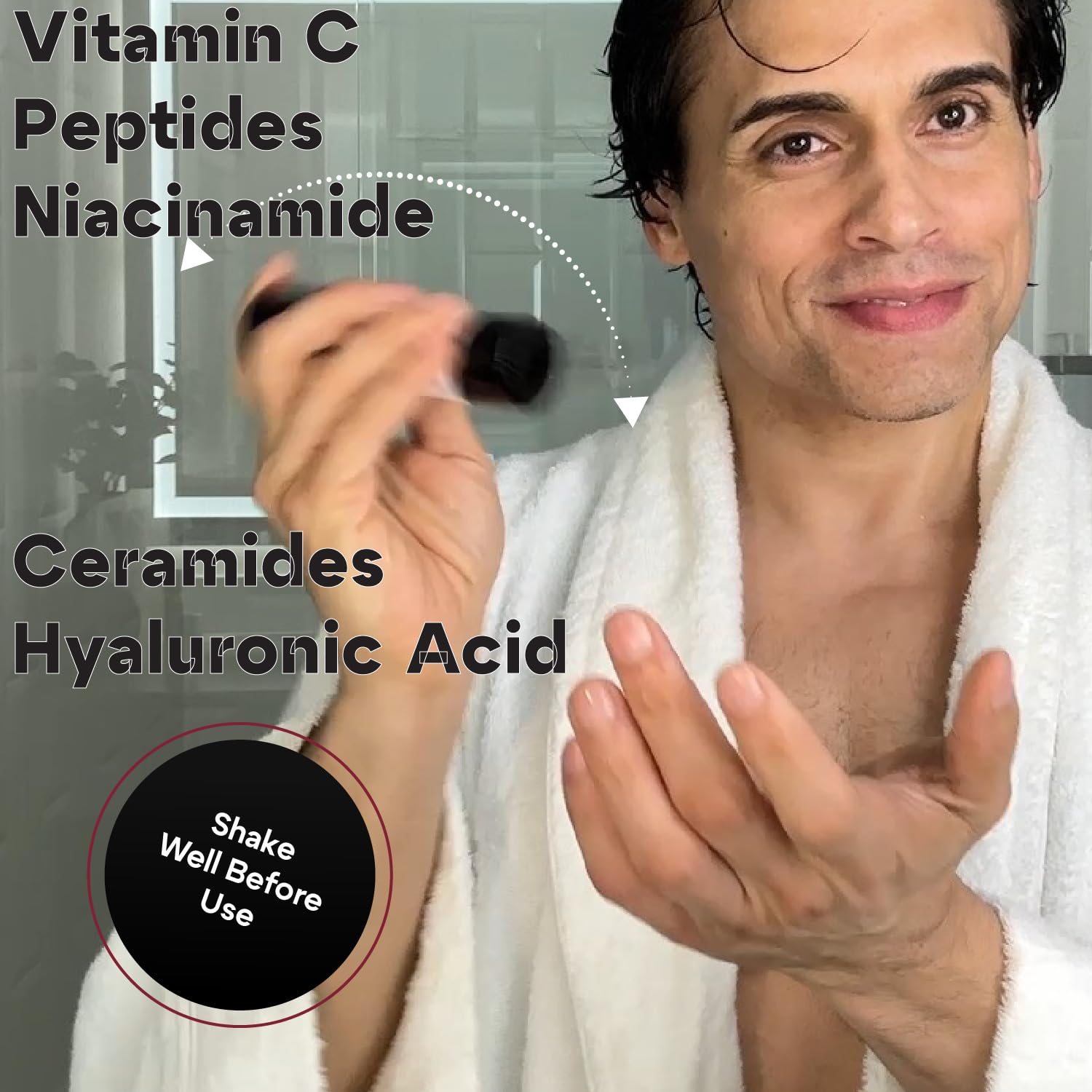 Titan MAX Anti-Aging Peptides Serum for Face – Utra Potency Mens Peptide Serum Moisturizer – Skin Care Men – Face Serum Men – Anti Aging Serum – 10% Niacinamide, HA – All Skin Types–Unscented - Image 4