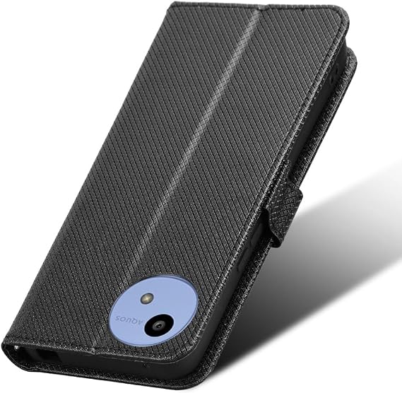 Compatible with Sharp Aquos wish5 Leather Case,PU Leather flip Cover Compatible with Sharp Aquos wish5 Case Cover Black