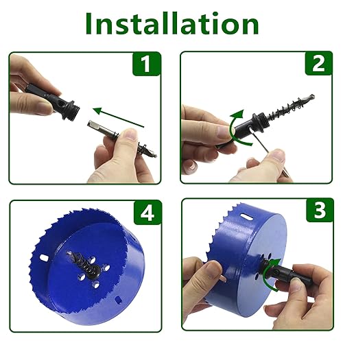 Vista 39 de Luomorgo - Sierra perforadora de 4 pulgadas/100 mm, acero de alta velocidad, profundidad de corte 1 1/4 pulgadas, adaptador de broca hexagonal