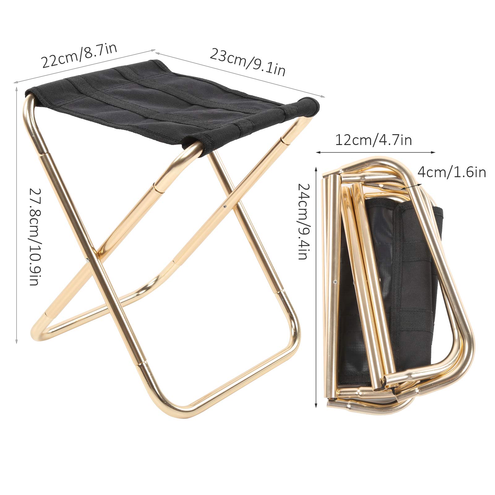 Camping Stool,Compact Fishing Stool Footrest Stool for Quick Rest,Fishing,Picnic,Travel(Gold) Camping Table And Chair Supplies