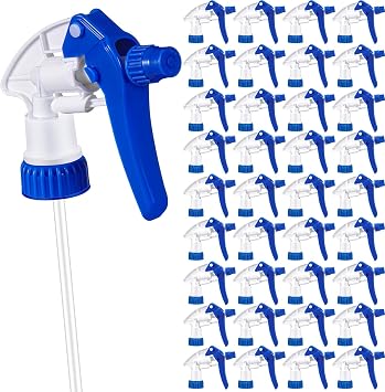 Hushee 48 Pack 28-400 Replacement Trigger Spray Nozzles Only, Heavy Duty Bottle Sprayer for Industrial Home Use, Fit for 32 oz, 16 oz, 8 oz Plastic and Glass Bottles Blue