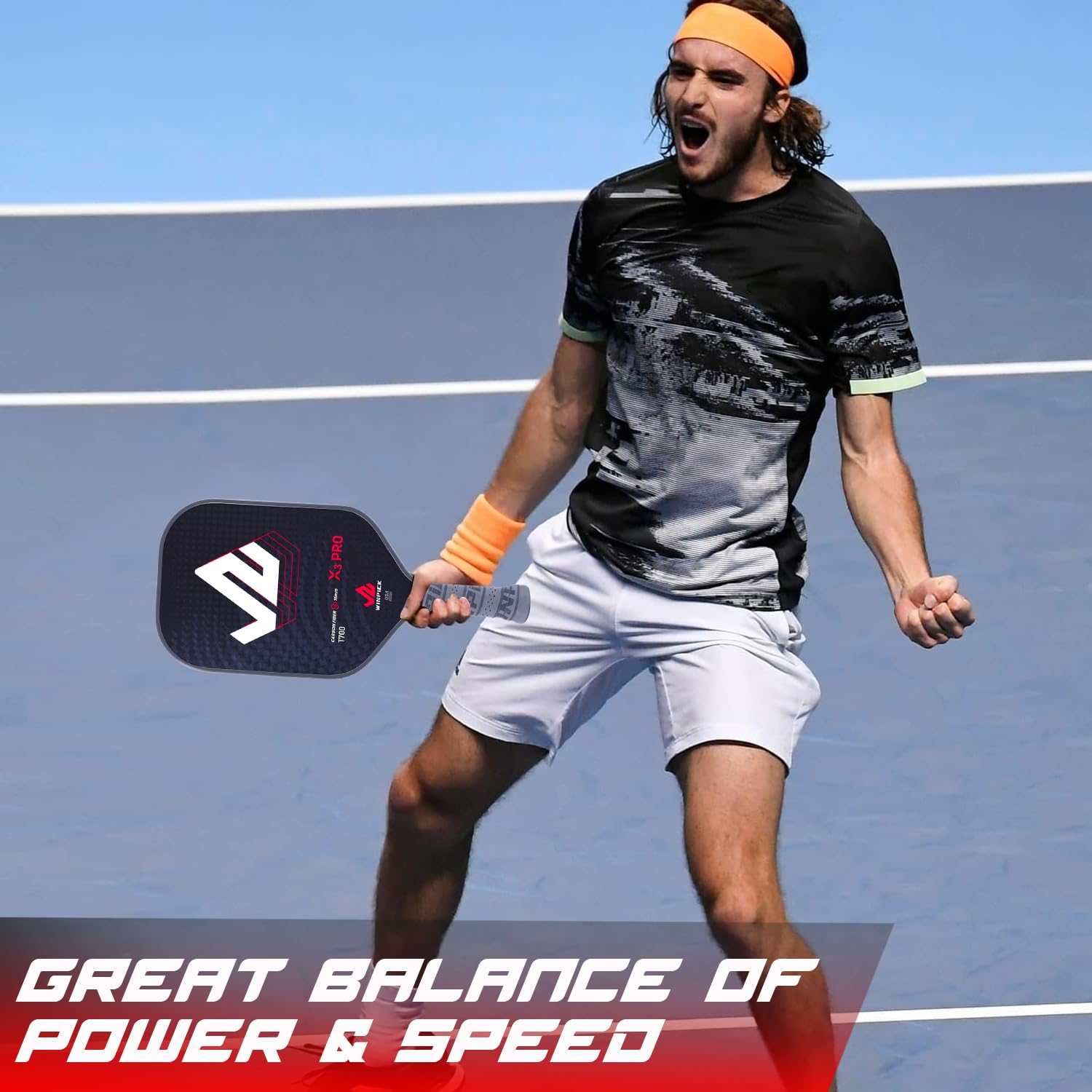 Racchetta per pickleball, superficie in fibra di carbonio T700 termoformata con pareti iniettate in schiuma, nucleo a nido d'ape in PP, controllo stabile delle prestazioni e potenza Pickleball