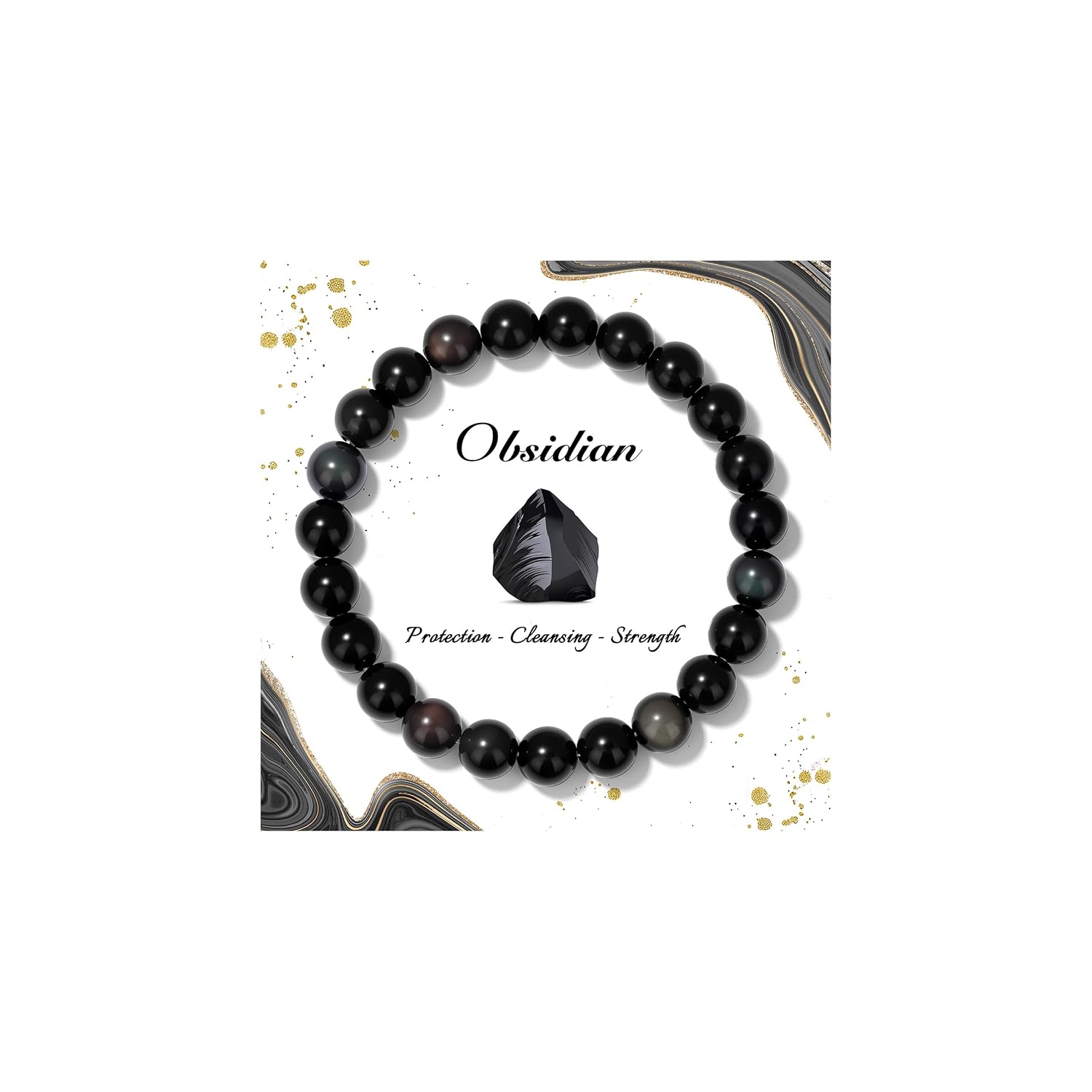 Raicegs 4 6 8MM Beaded Bracelets Healing Crystal Bracelet for Women Men Natural Stone Handmade Stretch Bracelet Reiki Spiritual Jewelry