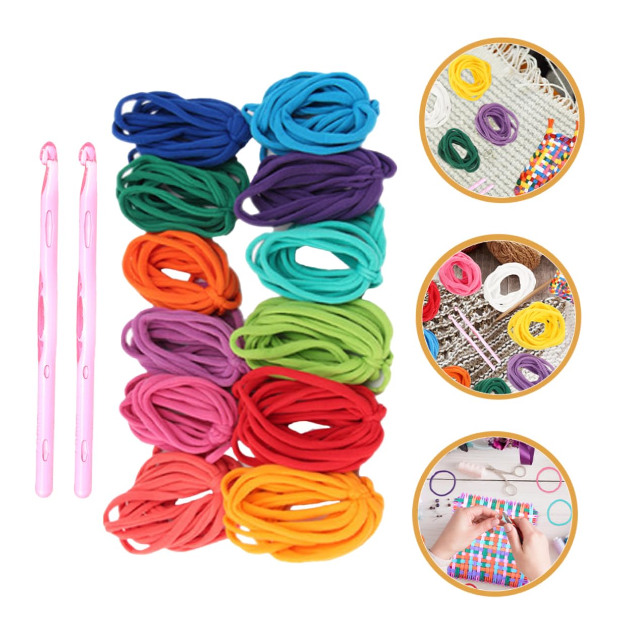 Tofficu 4 Set Corda Elastica Intrecciata Telaio Per Perline Elastici Per Telaio Per Tessitura Loop Staffa a Doppio Uso Incombe Ciclo Continuo Infila Tessitura Elastici Poliestere