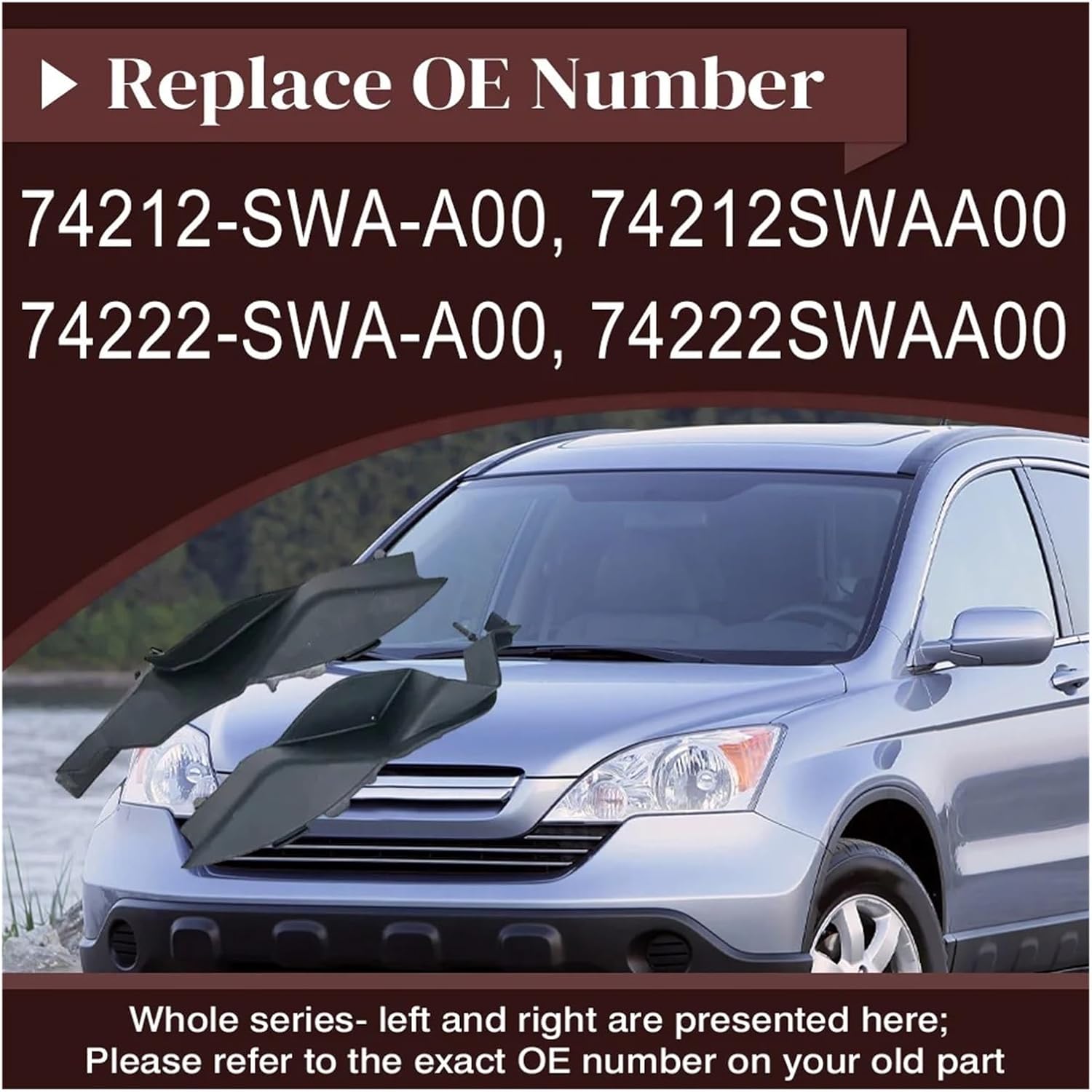 Wiper Side Cowl Cover Trim Panel for CRV CR-V RE 2007 2008 2009 2010 2011 Left/Right Front Windshield Side Corner Trim Cover 74212SWAA00
