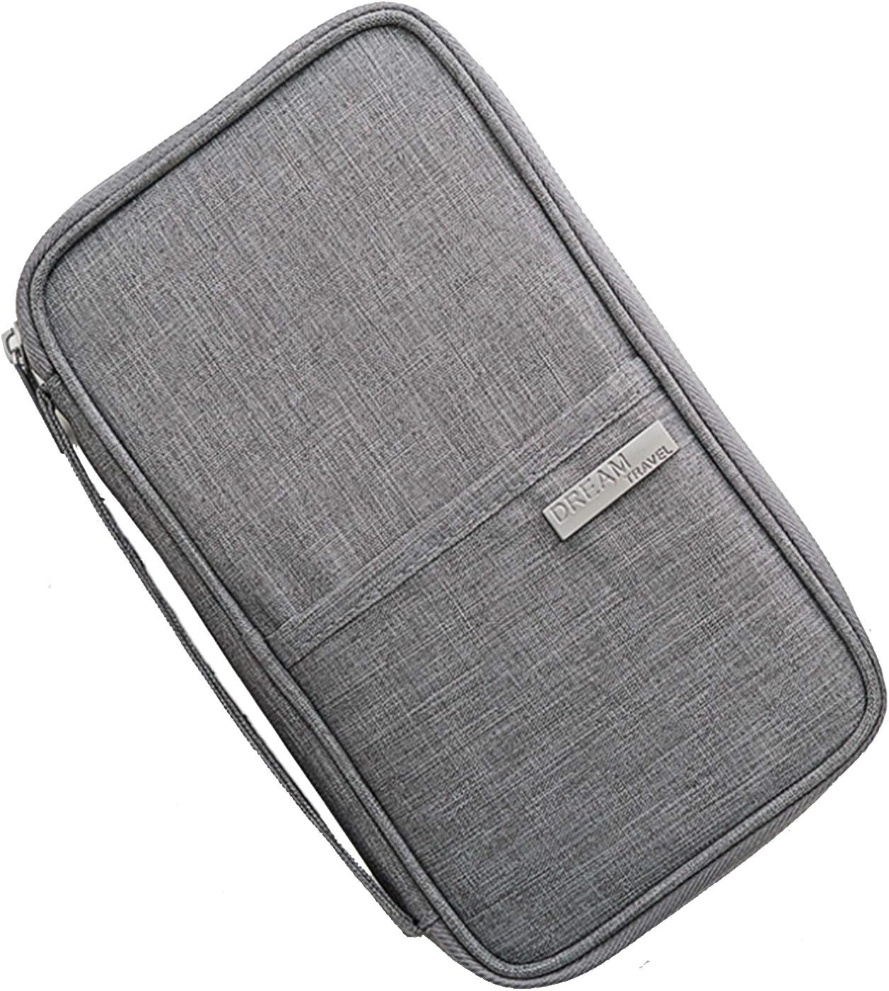 Multifunction Convenient and Practical Travel Wallet RFID Blocking Document Organizer Bag, Family Passport Holder, Grey, SSZ159