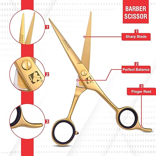 Miniatura 3 de Jimy Tijeras profesionales para el cabello de acero inoxidable de 6.5 pulgadas afiladas, tijeras de la serie con borde liso para corte de cabello,