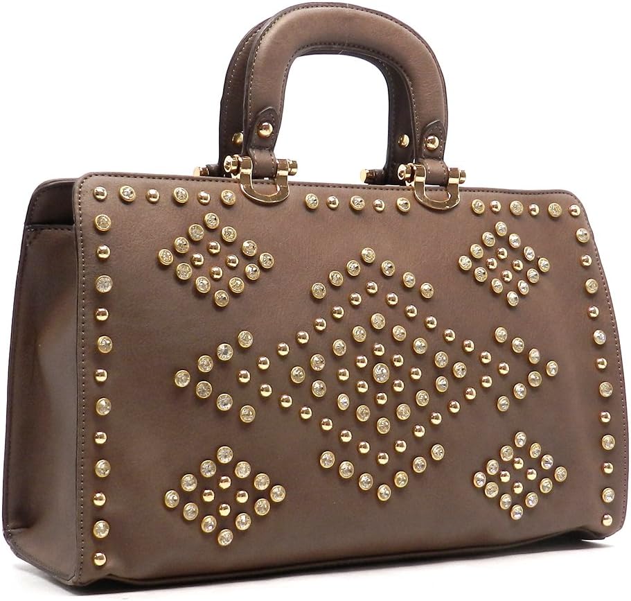 LOEM Designer inspired bling rhinestones shoulder boxer L wallet Bag set golden