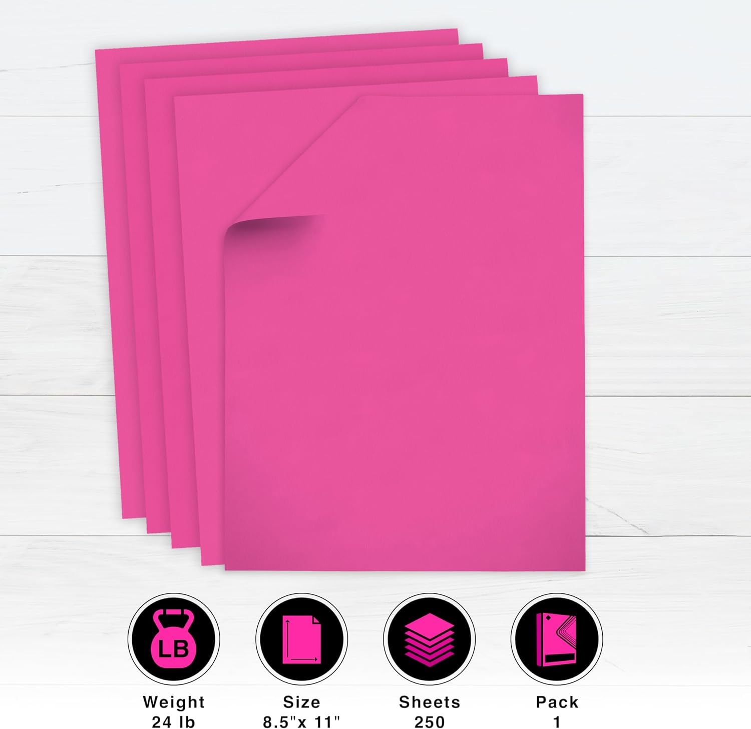 PrintWorks Bright Fuchsia Pink Colored Cardstock 8.5” x 11” - 65 lb/176 gsm - 250 Sheets - Made in the USA - FSC® Certified - Acid-Free & Fade-Resistant - Printer & Cut Machine Compatible (00112)